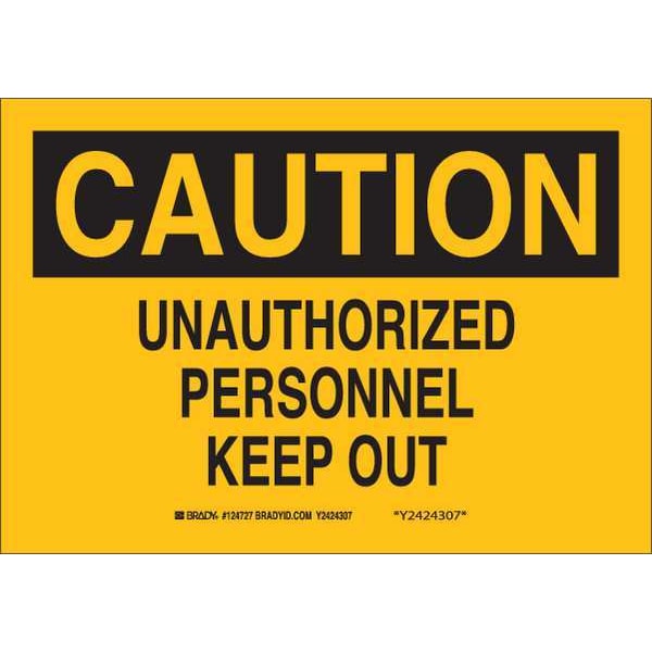 Caution Sign, 10 in H, 14 in W, Aluminum, Rectangle, English, 124728