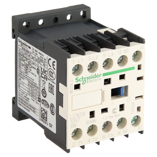 IEC Miniature Magnetic Contactor, 1NO, 120V AC, 3 P, Non-Reversing, Screw Clamp