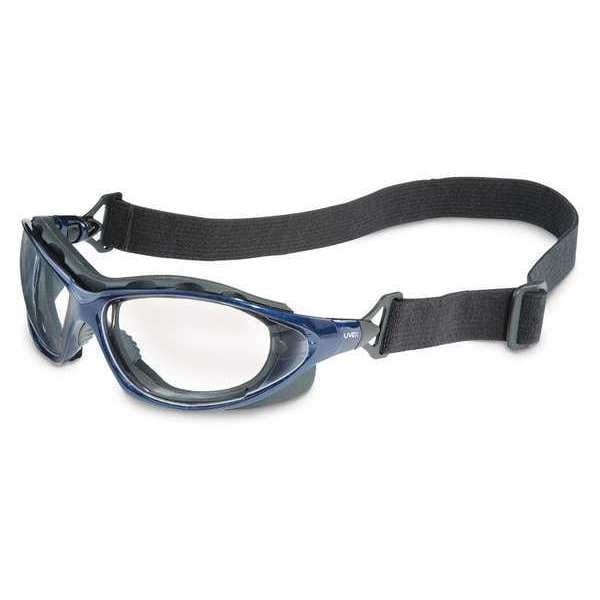 Safety Goggles, Clear Lens/Blue Frame, Anti-Fog & Anti-Scratch, Non-Vented, Dielectric, Seismic Series