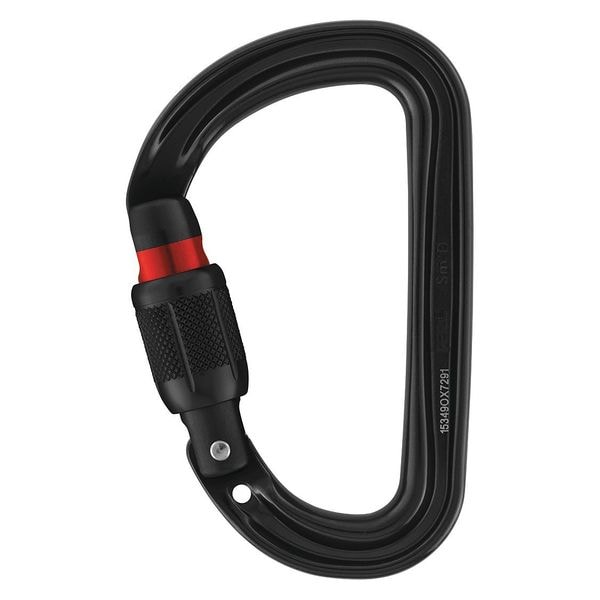 Carabiner, Screw-Lock, 3" Length, 7/8" Gate Opening, Aluminum, Black