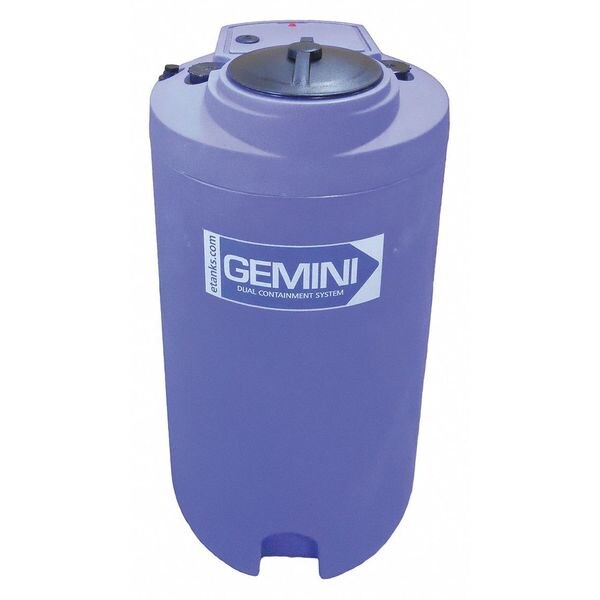 GeminiDual Containment Storage Tank, Double Wall, Vertical, Cylindrical, LDPE 1.5, Blue, 40 Gal