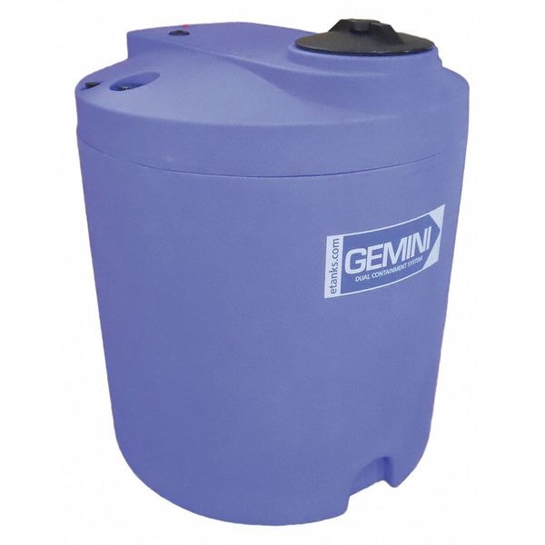 GeminiDual Containment Storage Tank, Double Wall, Vertical, Cylindrical, LDPE 1.5, Blue, 90 Gal