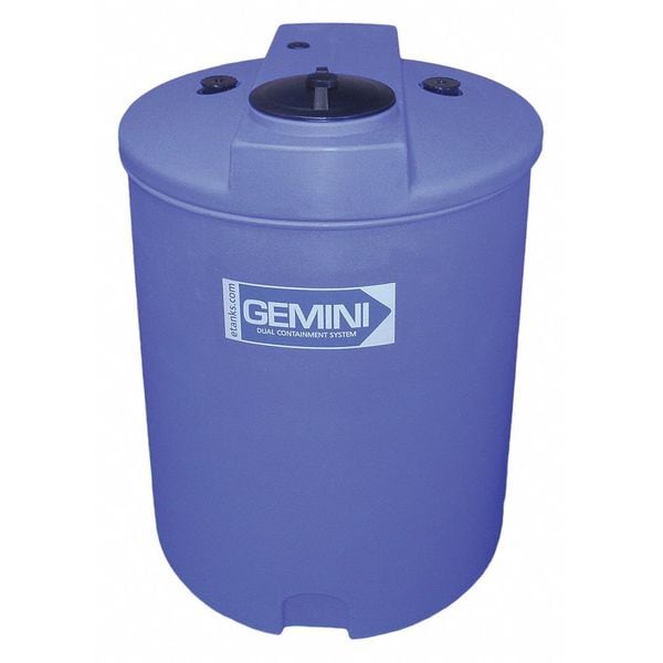 GeminiDual Containment Storage Tank, Double Wall, Vertical, Cylindrical, LDPE 1.5, Blue, 120 Gal