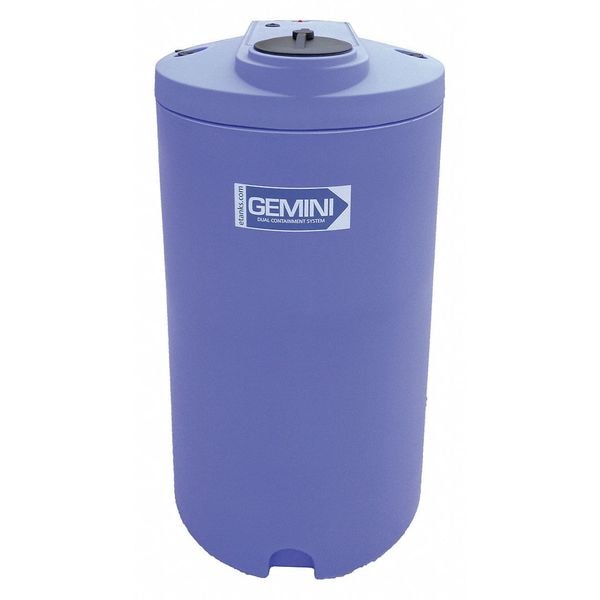 GeminiDual Containment Storage Tank, Double Wall, Vertical, Cylindrical, LDPE 1.5, Blue, 160 Gal