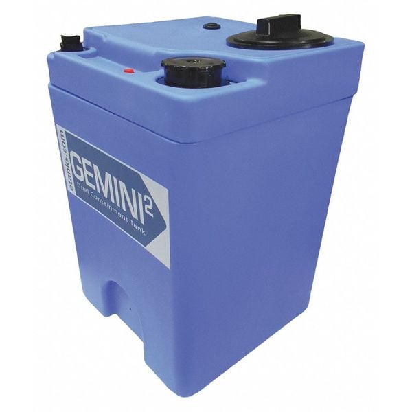 GeminiDual Containment Storage Tank, Double Wall, Square, LDPE 1.5, Blue, 10 Gal