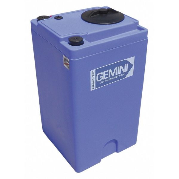 GeminiDual Containment Storage Tank, Double Wall, Square, LDPE 1.5, Blue, 40 Gal