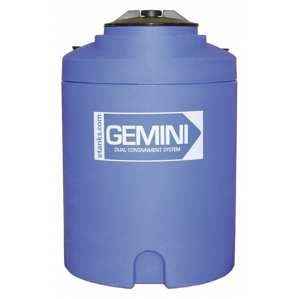 GeminiDual Containment Storage Tank, Double Wall, Vertical, Cylindrical, LDPE 1.5, Blue, 15 Gal