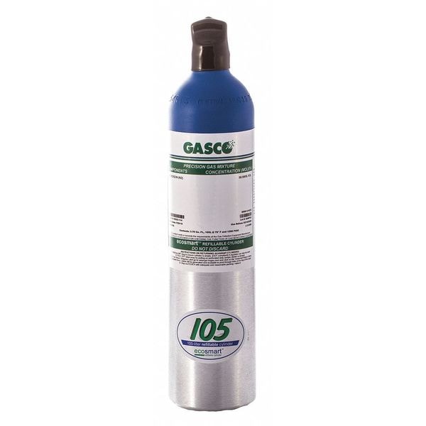 Calibration Gas, Air, Isobutylene, 105 L, C-10 Connection, +/-5% Accuracy, 1,200 psi Max. Pressure