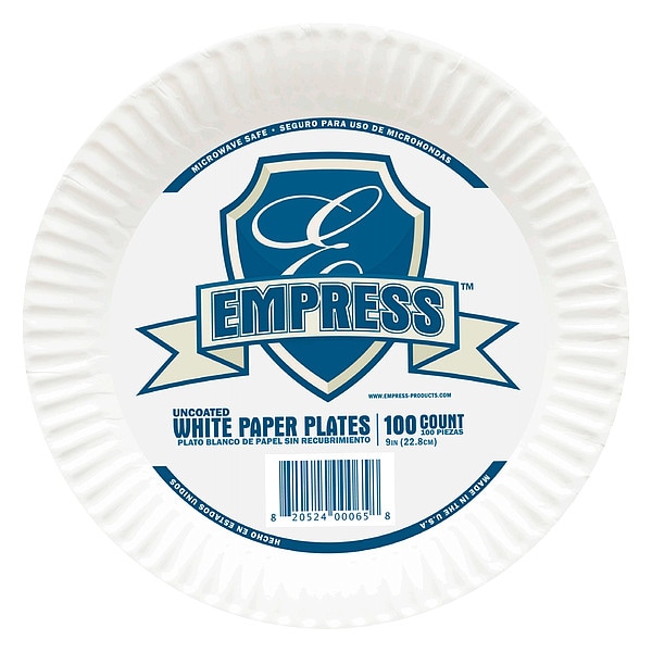 Paper, Plate, Round, 9", White, PK1200