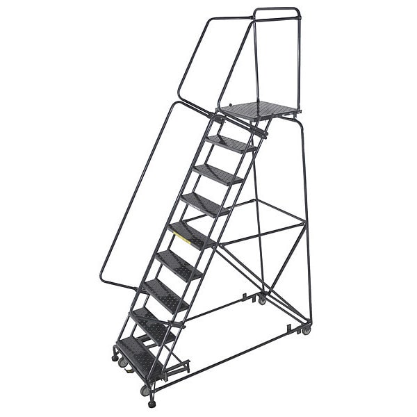 123 in H Steel Rolling Ladder, 9 Steps, 450 lb Load Capacity