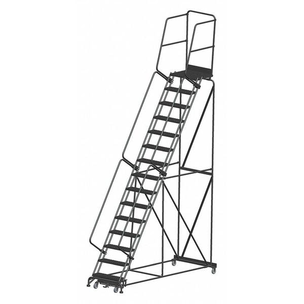 195 in H Steel Rolling Ladder, Steel, 150"H, 15 Steps, 450 lb Load Capacity