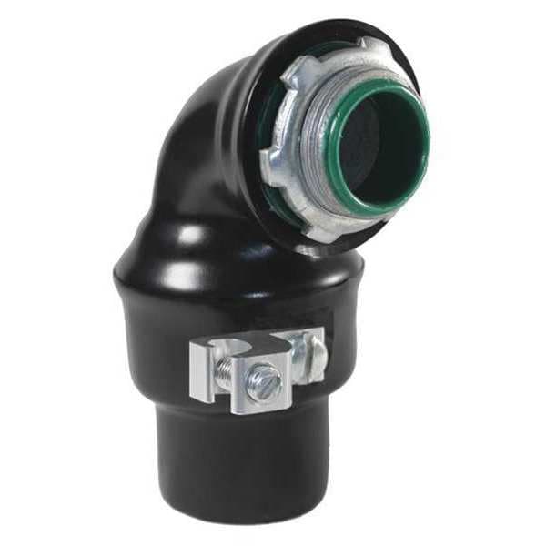Conduit Fitting Grounding Connector, 1 in, Liquid-Tight, PVC, PVC Coated, Black