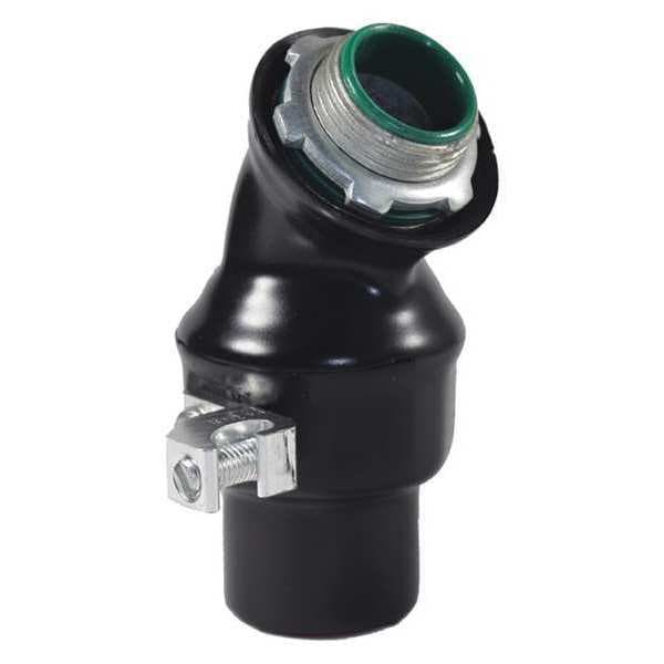 Conduit Fitting Grounding Connector, 1-1/2 in, Liquid-Tight, PVC, PVC Coated, Black