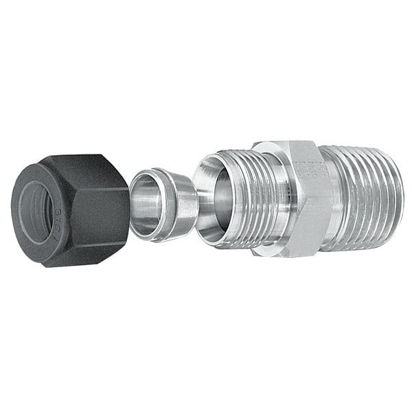 1/2" x 3/8" Straight Connector SS Compressoin Connector