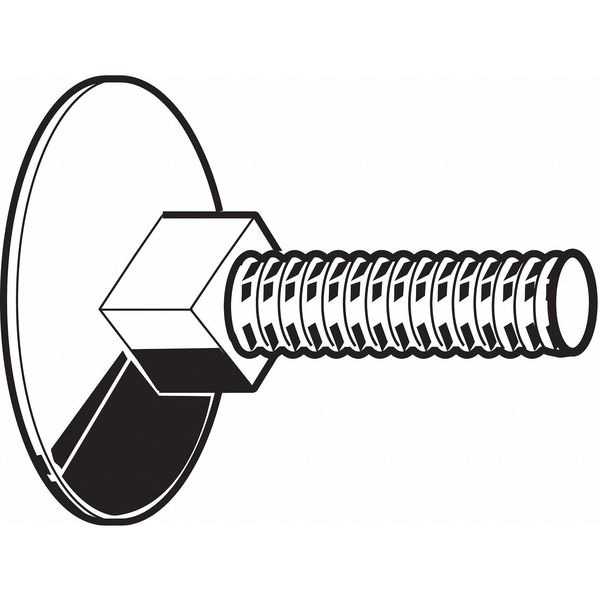 Elevator Bolt, 5/16"-18 Thrd Sz, 2-1/2 in L, Steel, Plain Finish, 25 PK