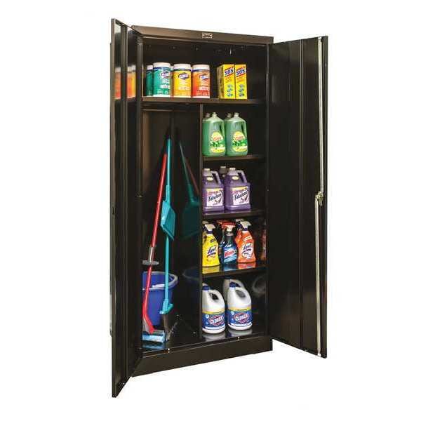 Combo Wardrobe Storage Cabinet, 72 in H, 36 in W, 18 in D, Swing, Keyed, Black, 4 Shelves, 0 Drawers