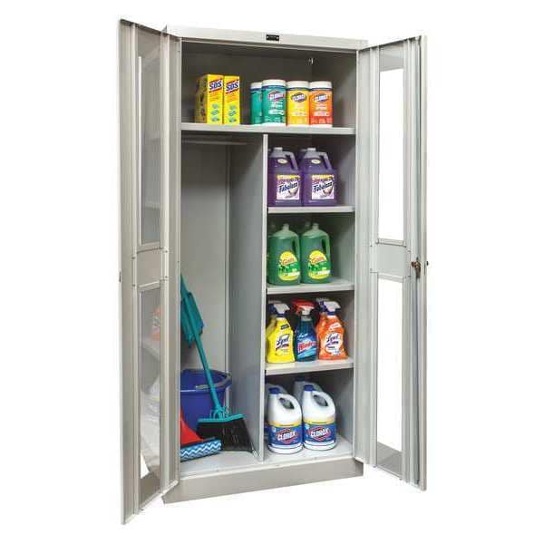 Combo Wardrobe Storage Cabinet, 72 in H, 36 in W, 18 in D, Swing, Keyed, Dark Gray, 4 Shelves