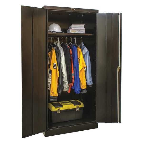 Wardrobe Storage Cabinet, 78 in H, 36 in W, 18 in D, Swing, Keyed, Black, 1 Shelves, 0 Drawers