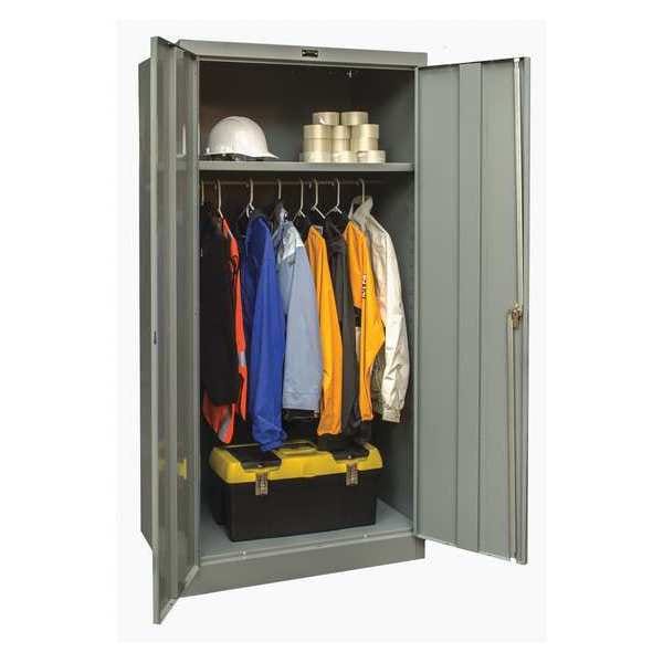 Wardrobe Storage Cabinet, 78 in H, 36 in W, 18 in D, Swing, Keyed, Dark Gray, 1 Shelves, 0 Drawers