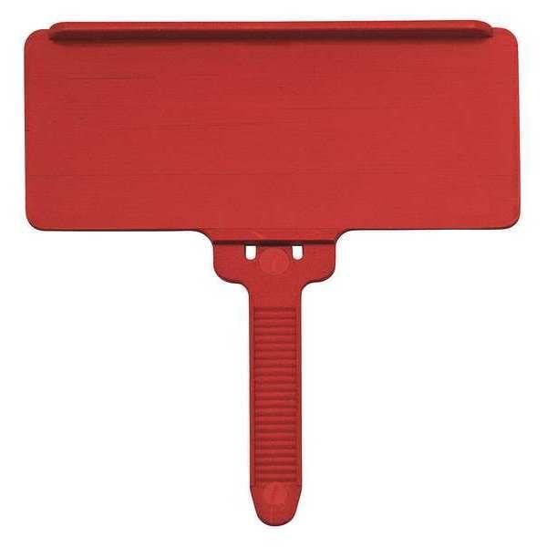Red Plastic Label Tag, 3 in L, 1 3/8 in W