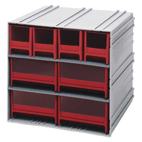 polypropylene, 8 Drawers, 11-3/8 in D x 11-3/4 in W