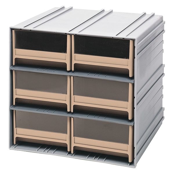 polypropylene, 6 Drawers, 11-3/8 in D x 11-3/4 in W