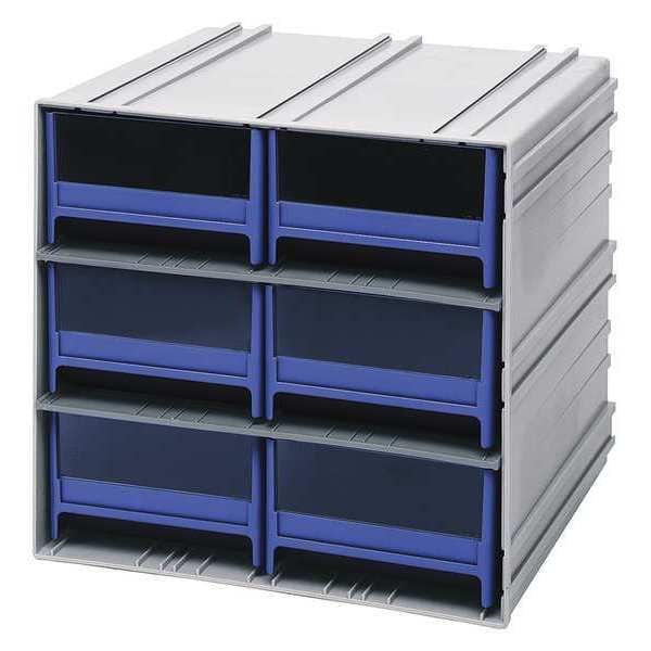 polypropylene, 6 Drawers, 11-3/8 in D x 11-3/4 in W