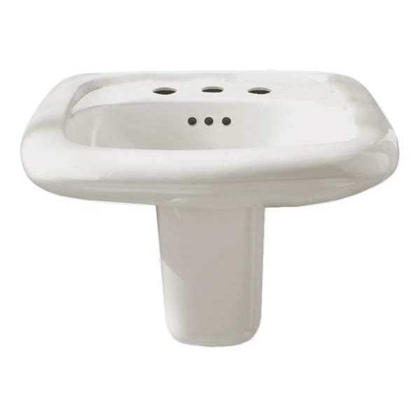 White Bathroom Sink, Vitreous China with EverClean Wall Mount, Overall Length: 21-1/4"