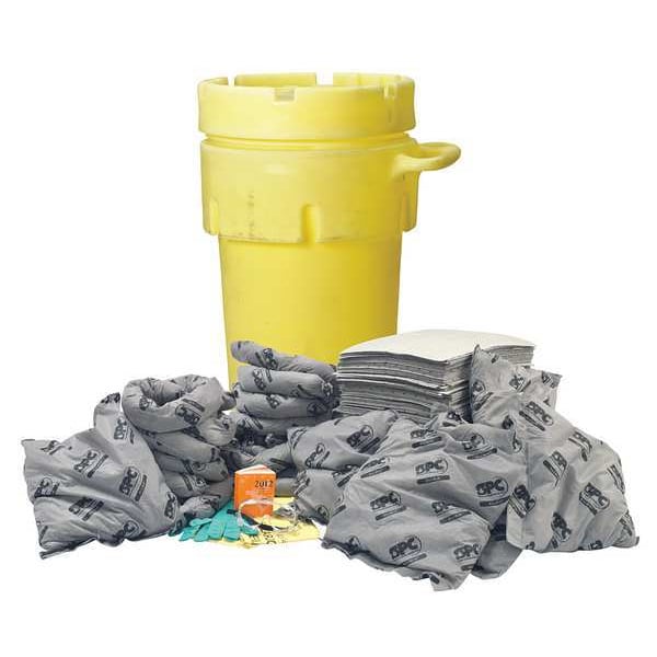 Spill Kit, 79 gal Volume Absorbed per Kit, 95 gal Capacity, Drum, Yellow