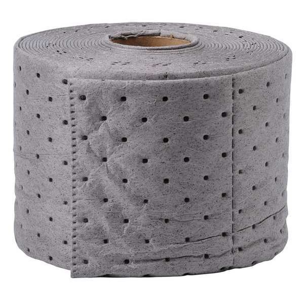 Sorbent Roll, 3 gal, 7 1/2 in x 50 ft, Universal, Gray, Polypropylene