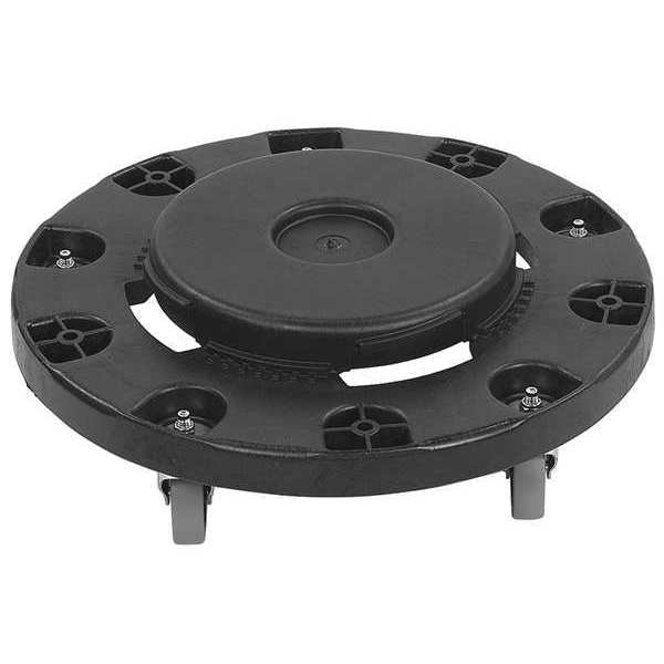 Round Container Dolly, Repl Cstr, Blck, PK2