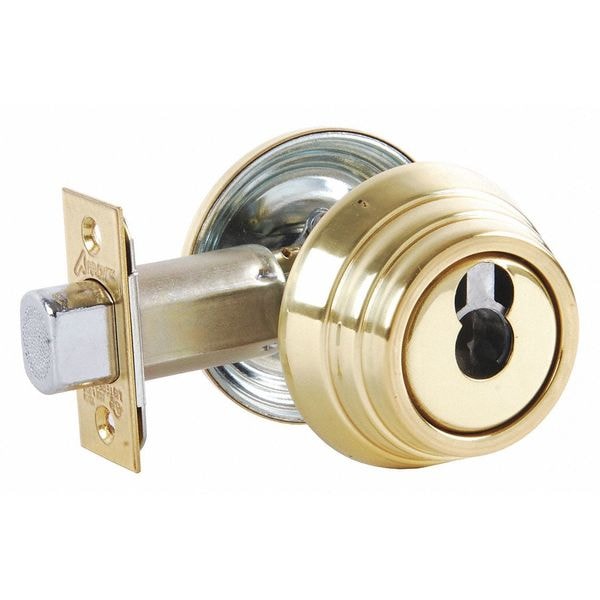 Deadbolt, Cylindrical, Bright Brass Finish