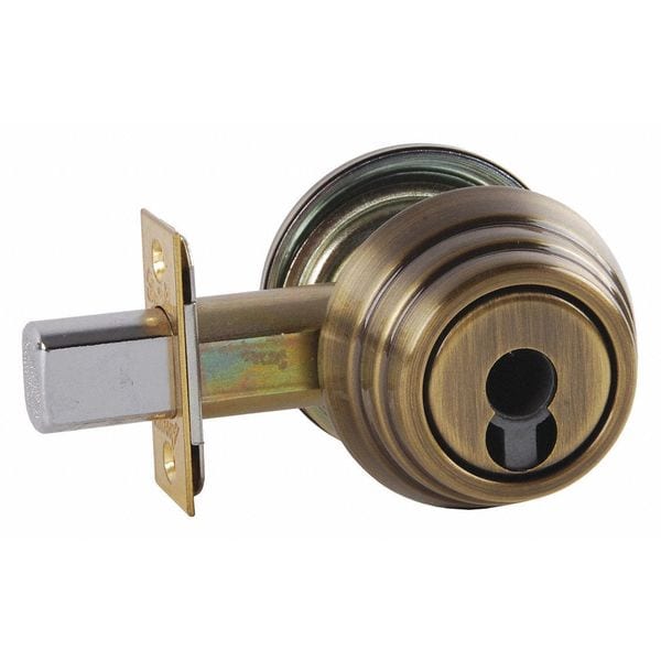 Deadbolt, Cylindrical, Antique Brass