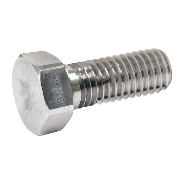 316, 1/2"-13 Hex Head Cap Screw, Black Oxide Steel, 1 in L