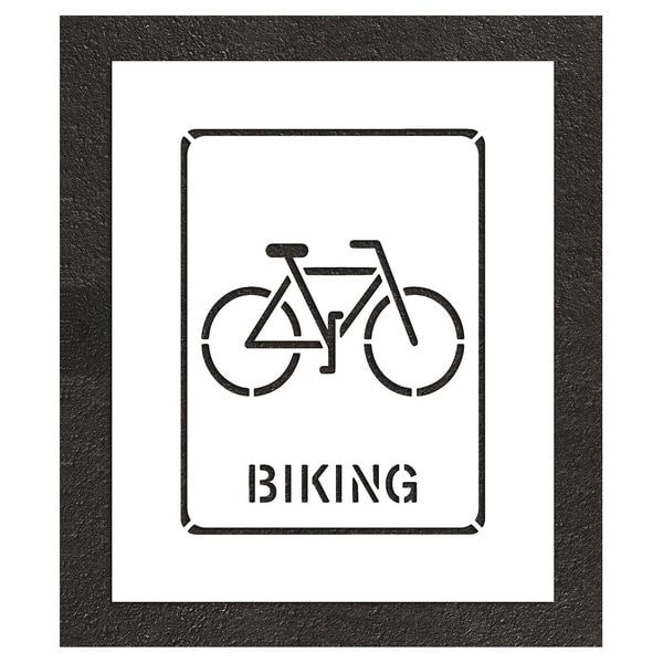 Pavement Stencil, Combination Set, Bicycles, 24 in Character Height, White, 1 Pieces