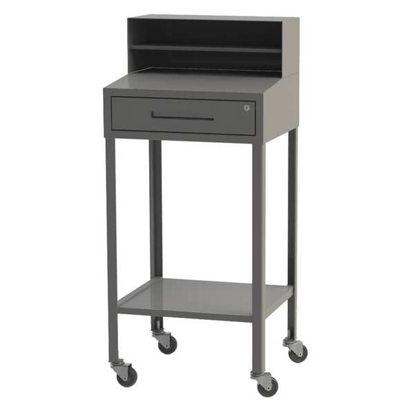 Mobile Shop Desk, Gray, 52" Overall Height