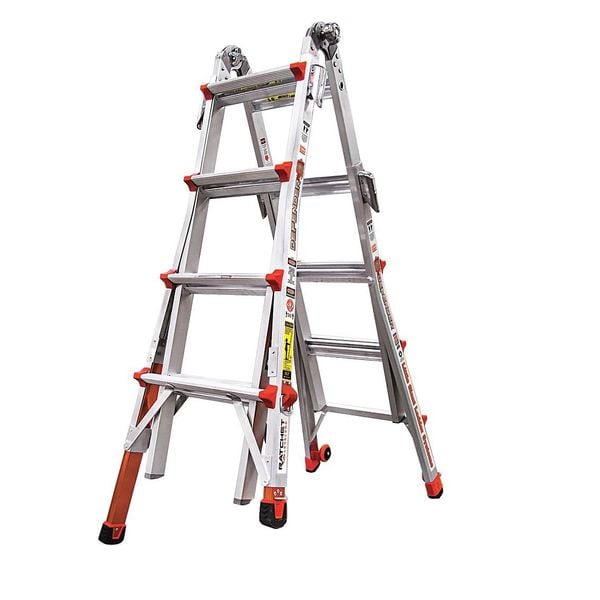 Multipurpose Ladder, 15 ft, Aluminum, 300 lb Load Capacity