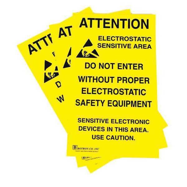 ESD Zone Adhesive Sign 1.4ftx11in, PK5