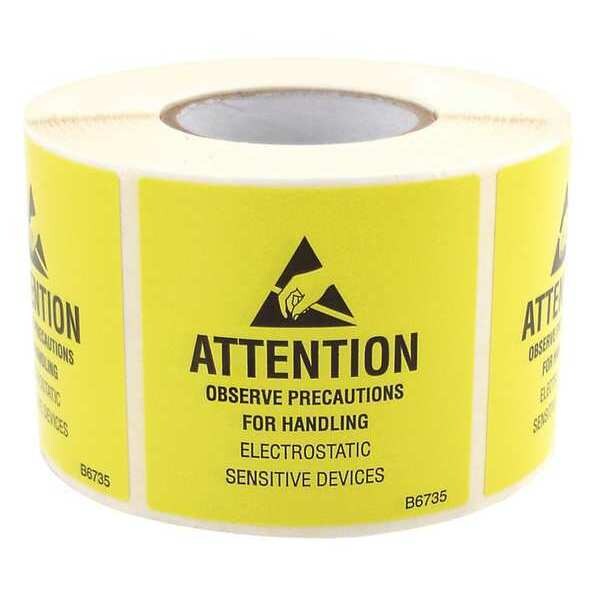 ESD JEDC Label Roll 2inx2in, Yellow