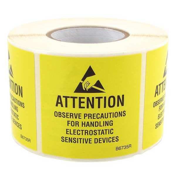 Yellow ESD JEDC Label Roll 2inx2in