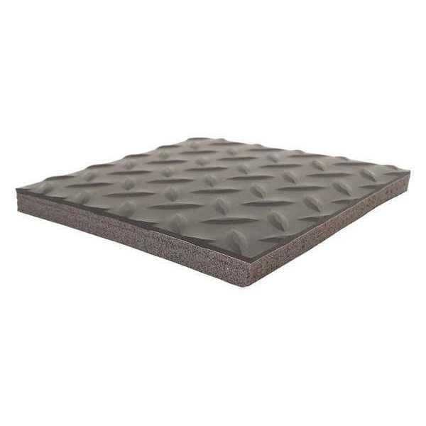 Antifatigue Mat, 25 ft. L x 3 ft. W, 9/16" Thickness, Diamond Plate, Black