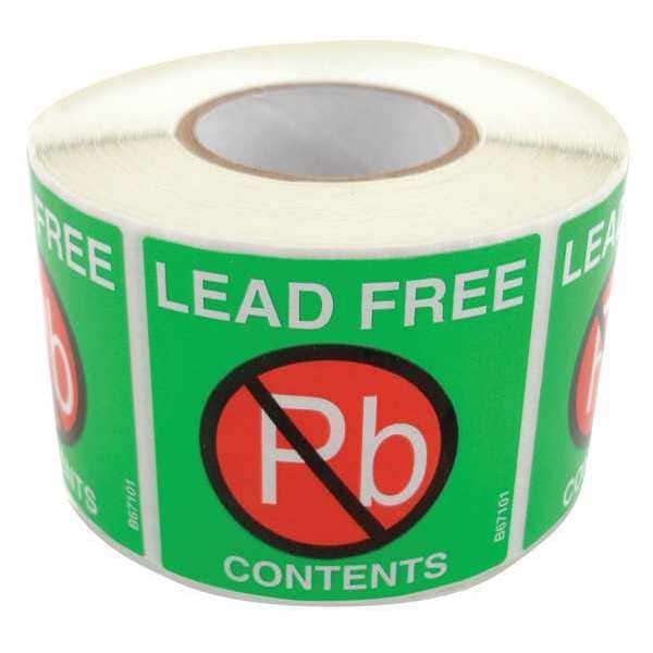 Green Lead Free Label Roll 2inx2in