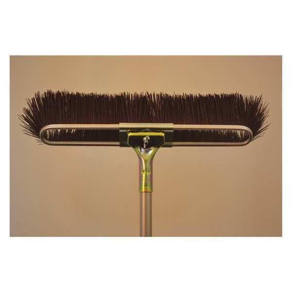 17" Brown bristle floor brush, coase sweep, steel bolt-on handle