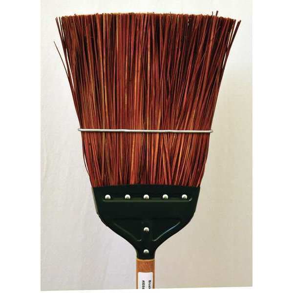Metal cap upright broom, natural stiff bristles, hardwood Handle