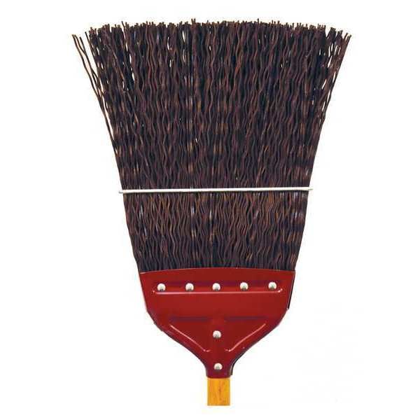 Brown Upright metal-capped broom, hardwood handle