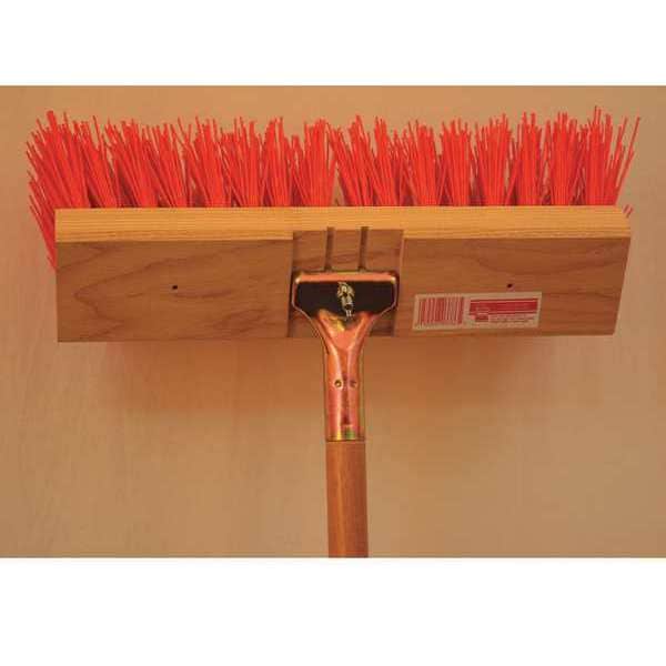 16" Brown Street Sweep, Wood block, bolt-on hardwood handle