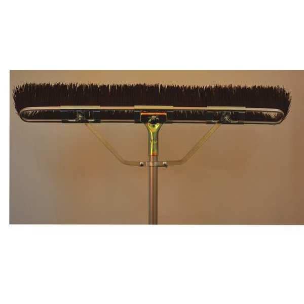 29" Floor brush, brown coarse sweep, brace, steel bolt-on handle