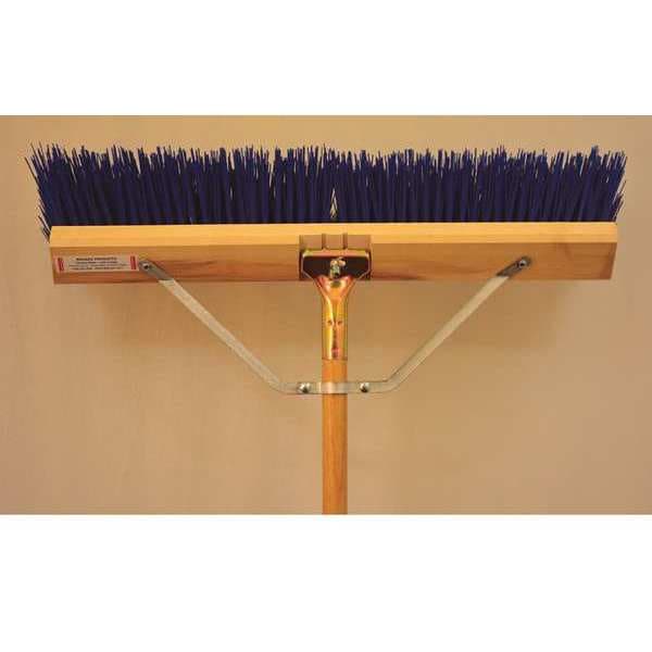 24" Blue bristle contractor brush, brace, 60" bolt-on wood handle