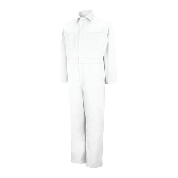 Mns Ls White Action Back Coverall, White, Size 34 Regular