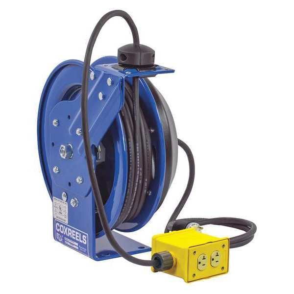 Cord Reel, Spring Retracted, 12 AWG, 35 ft Length, 4 Outlets